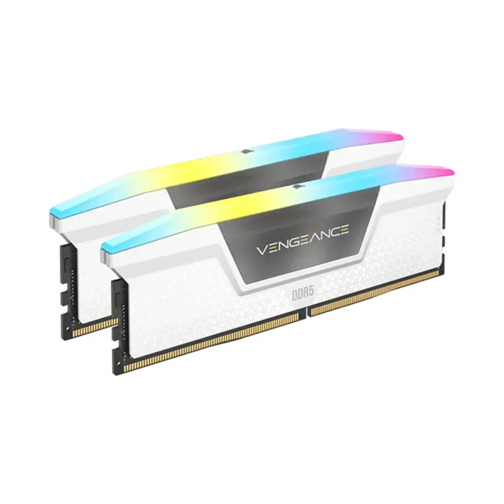 CORSAIR VENGEANCE RGB 32GB(2X16GB)DDR5 DRAM 5200MHZ C40 MEMORY KIT - WHITE